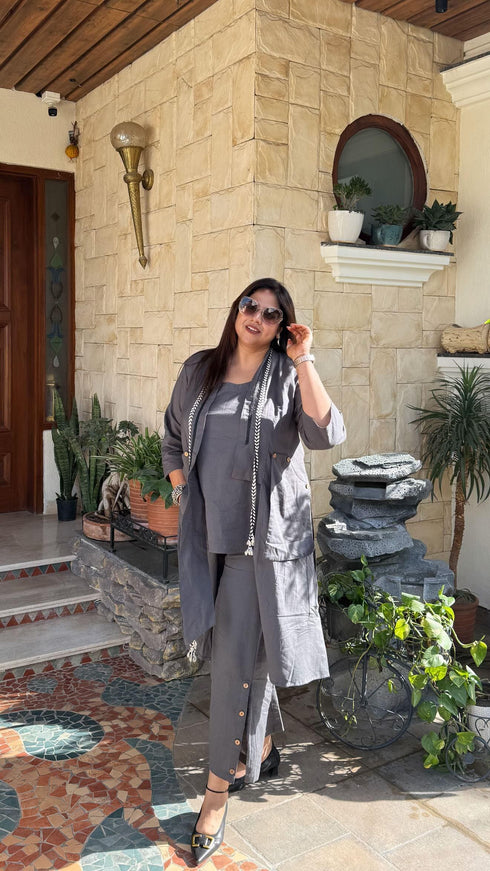 Grey Three Piece Shell Co ord Set